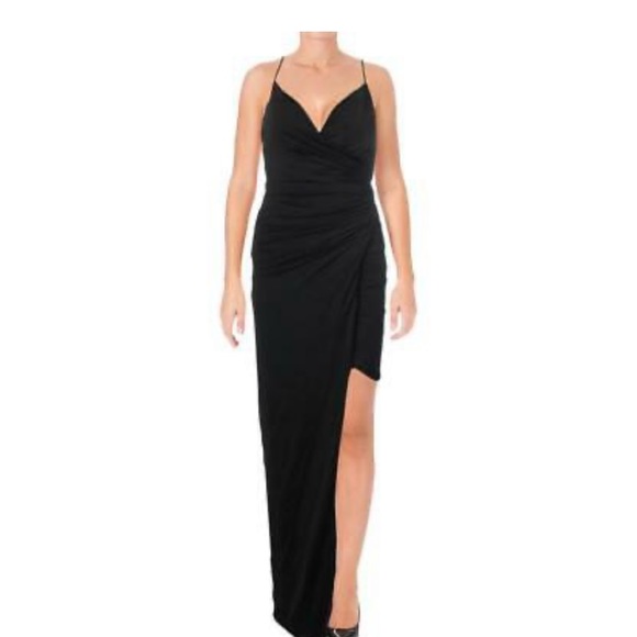 Bariano Faux-Wrap Shirred Evening Dress Gown. Very good/thick quality/fabric. - Picture 1 of 11